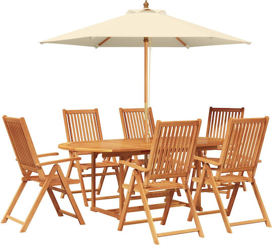 Garten- und Outdoor-Möbelset 8 Stück Vidaxl mit Sonnenschirmhalter
