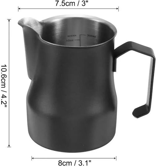 4bars P307 350 Ml Млекоизстисквачка Inox Thick С Мерителна Скала Черна