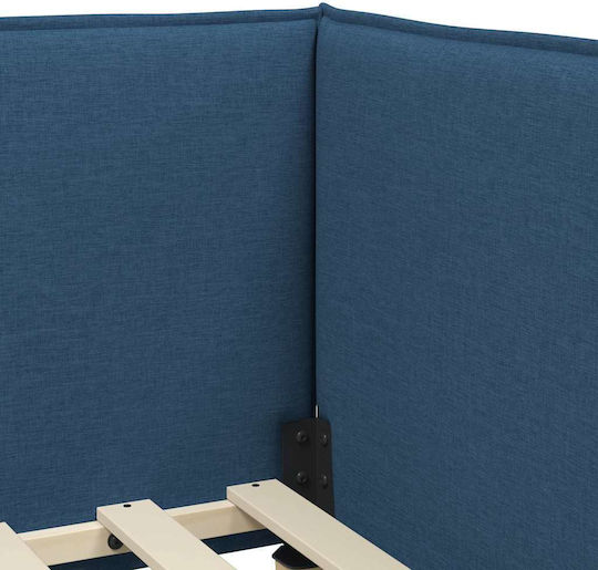 Einzelbett Mit Samt Blau Mit Lattenrost & Matratze 90x200cm
