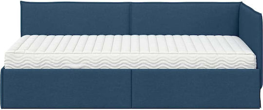 Einzelbett Mit Samt Blau Mit Lattenrost & Matratze 90x200cm