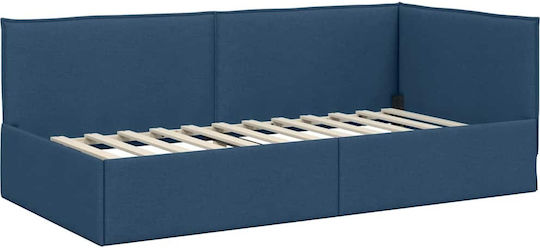 Einzelbett Mit Samt Blau Mit Lattenrost & Matratze 90x200cm