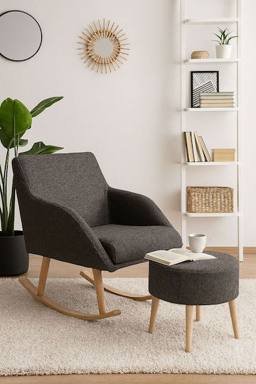 Ergonomischer Sessel für Wohnzimmer mit gebogener Basis aus Holz in Grau 60x65x45 cm