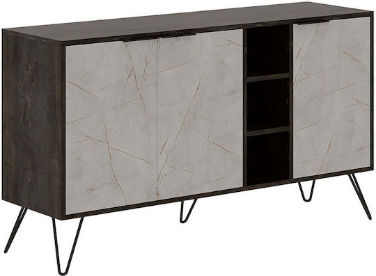 Μπουφές Clara Ξύλινος Stone Effect Grey-dark Brown 142x35.6x83cm