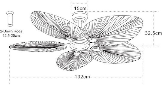 Zambelis Lights Ventilator De Tavan 132cm Bej / Negru