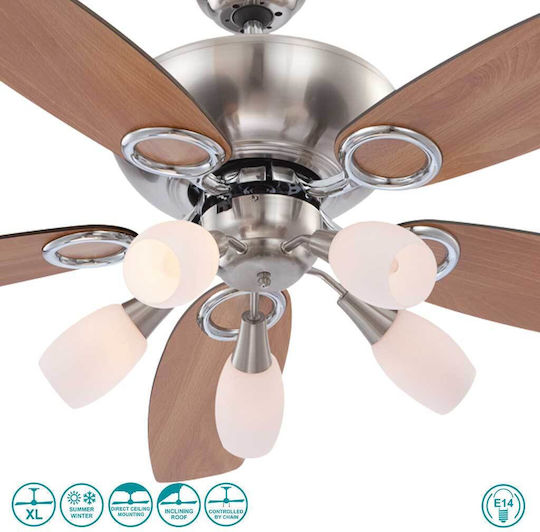 Globo Lighting Jerry Ventilator De Tavan 130cm Cu Lentile De Mărire Negru / Auriu
