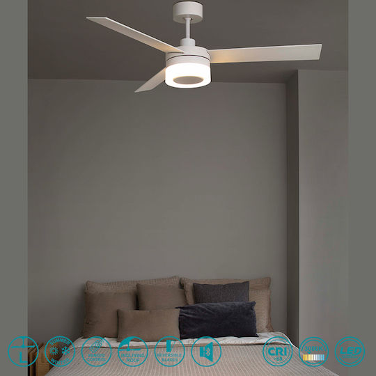 Faro Barcelona Ice L Speaker 3000K Ανεμιστήρας Οροφής 132cm με Φως Λευκός