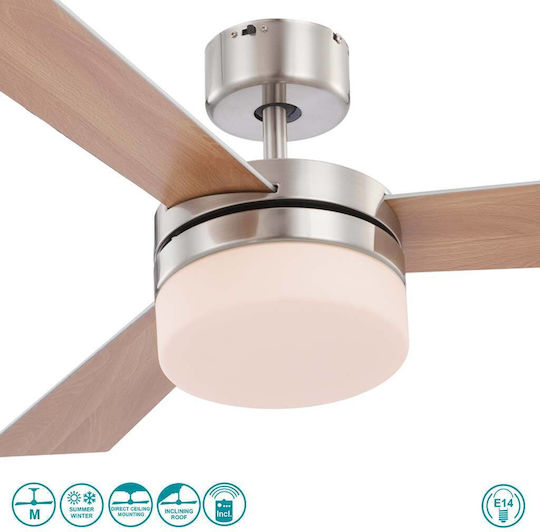 Globo Lighting Alana Ceiling Fan 105cm with Light Fixture Silver