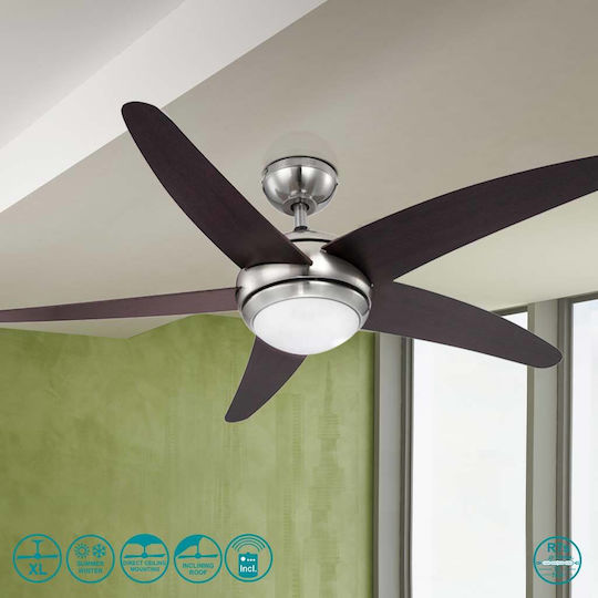 Globo Lighting Fabiola Ανεμιστήρας Οροφής 132cm με Φως Καφέ / Ασημί