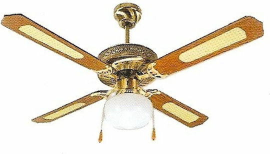 Lineme Deco Ceiling Fan 132cm with Light Fixture Bronze/Wood