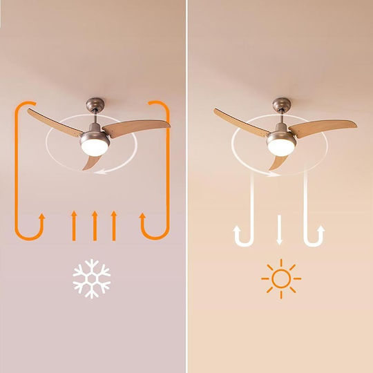 Cecotec EnergySilence Aero 480 Ανεμιστήρας Οροφής 106cm με Φως Καφέ / Ασημί