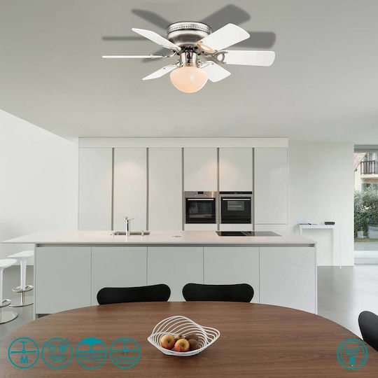 Globo Lighting UGO Ανεμιστήρας Οροφής 76cm με Φως Ασημί