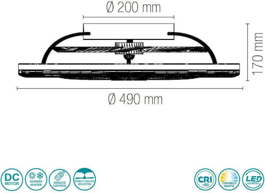 Fan Europe Etesia Deckenleuchte 49cm mit Leuchte Schwarz