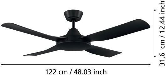 Eglo Bondi 1 Deckenventilator Deckenventilator 122cm Matt Schwarz
