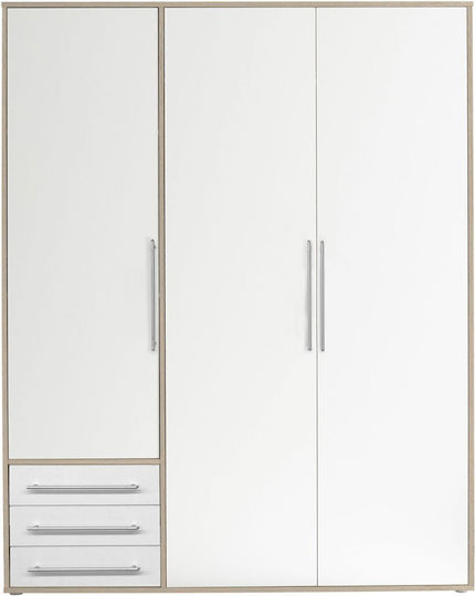 A_LYSS Τρίφυλλη Ντουλάπα 155x58x194cm Λευκή+φυσικό Sanremo A_LYSS Τρίφυλλη Ντουλάπα 155x58x194cm Λευκή+φυσικό Sanremo