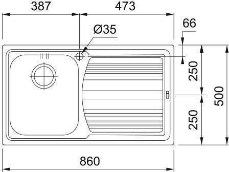 Franke Logica Line Ένθετος Νεροχύτης Αριστερός Inox Μ86xΠ50cm Ασημί