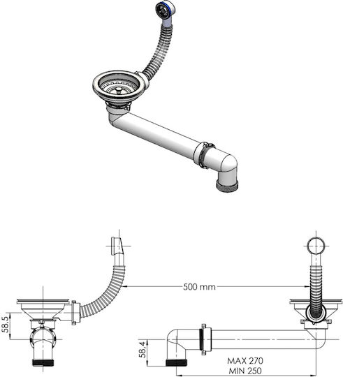 vidaXL Drop-In Küchenspüle aus Flüssigem Granit M76.5xP46cm Grau
