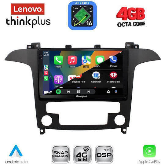 Lenovo Car Audio System for Ford S-Max 2006-2014 with Clima (Bluetooth/USB/WiFi/GPS/Apple CarPlay/Android Auto) with 9" Touch Screen