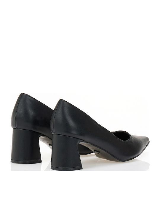 Pointed Toe Heels with Chunky Mid Heel Black