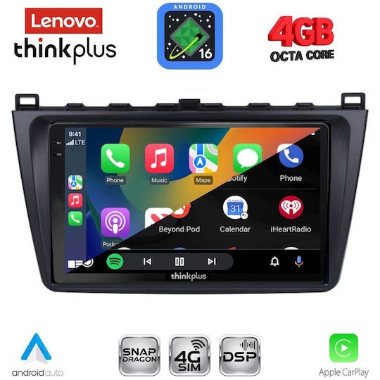 Lenovo Автомобилна Аудио Система За Mazda 6 2008-2012 (Bluetooth/USB/Wi-Fi/GPS/Apple CarPlay/Android Auto) С Touch Screen 9"