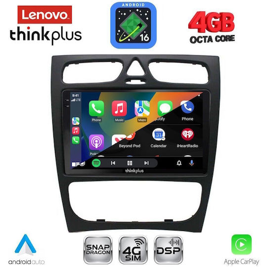 Lenovo Автомобилна Аудио Система за Mercedes-Benz C Class 1999-2004 (Bluetooth/USB/Вграден Wi-Fi/GPS/Apple CarPlay/Android Auto) с Touch Screen 9"