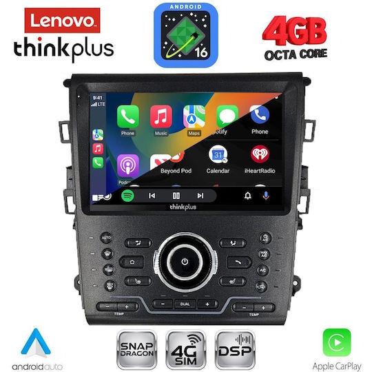 Lenovo Автомобилна Аудио Система за Ford Mondeo 2014-2023 с Clima (Bluetooth/USB/Вграден Wi-Fi/GPS/Apple CarPlay/Android Auto) с Touch Screen 9"