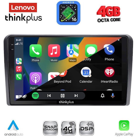 Lenovo Car Audio System for Honda Jazz 2019-2026 Bluetooth USB WiFi GPS Apple CarPlay Android Auto with 10" Touch Screen