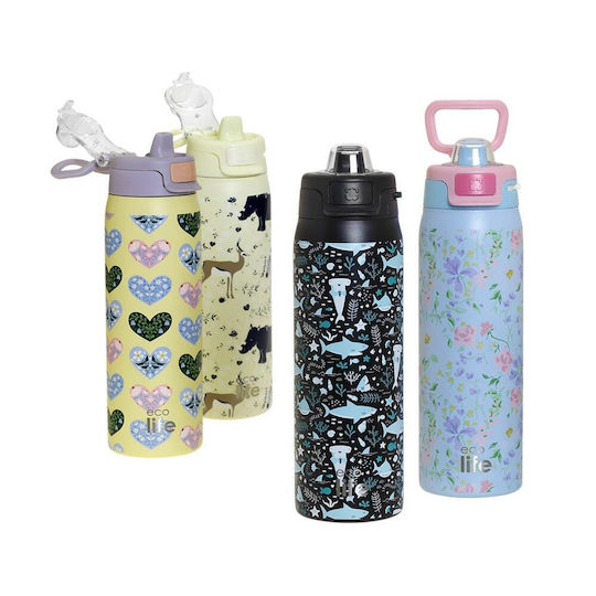 Ecolife Sticlă Termos Oțel Inoxidabil Fără BPA 650ml Ecolife Blossom Hearts Thermos