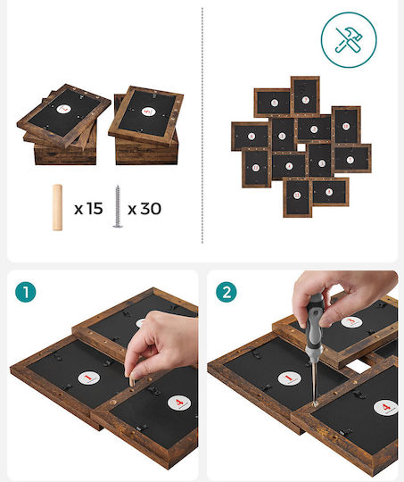 Songmics Wooden Wall Photo Frame with Brown Frame
