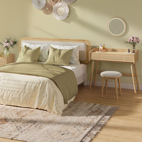 Upholstered Fabric Footstool Stool (φ46.5x43) Songmics Rds007y01 46.5x46.5x43cm