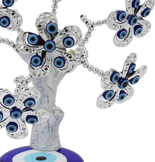 Decorative Tree Polyresin 20x10x20 Silver Glass Base Flowers Eyes Keskor 83206