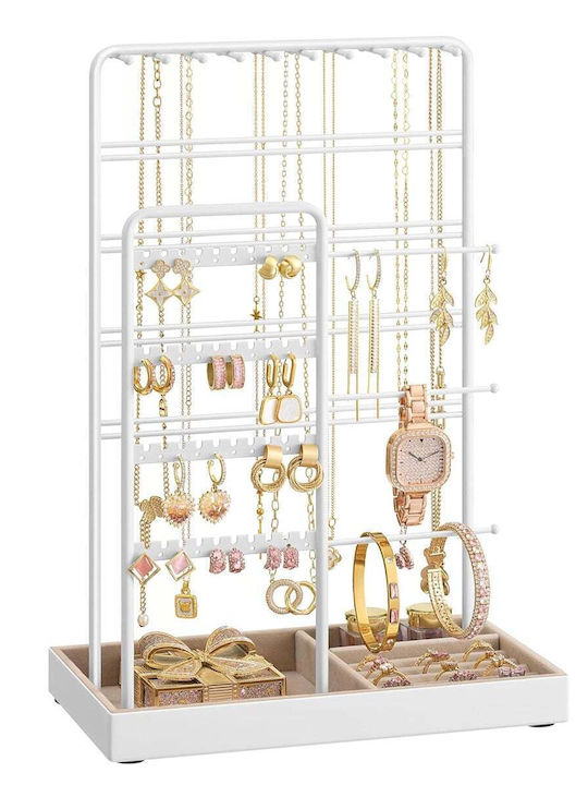 Songmics Σταντ Κοσμημάτων Μεταλλικό Λευκό 24x14x35.8cm