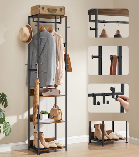 Hallway Furniture with Hanger Black / Brown 47x30.5x180cm