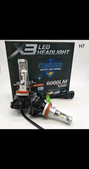 Car Lamps H7 LED 6000K Cold White 9-32V 50W 2pcs