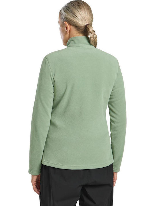 Fleece Cardigan Pentru Femei Cu Fermoar Verde