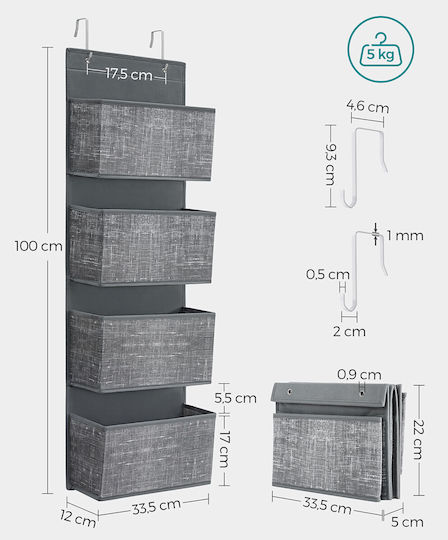 Songmics Κρεμάστρα Πόρτας 4 Θέσεων Μεταλλική 33.5x12x100εκ.