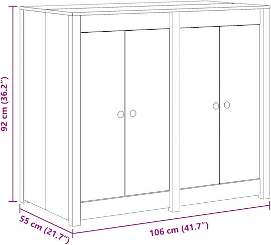 Επιδαπέδιο Ντουλάπι Φυσικός Δούγλας 106x55x92εκ.