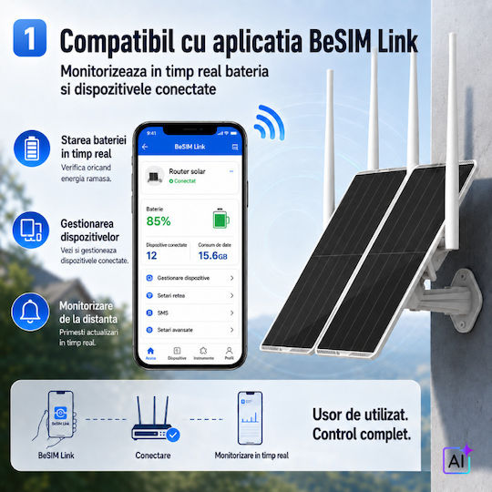 Extensor WiFi Solar de Exterior Acoperire 300 Metri Gamă Panou Solar Dual 30w Baterie 30000mah Bandă Dublă 2.4ghz 5ghz Ip Camere de Supraveghere