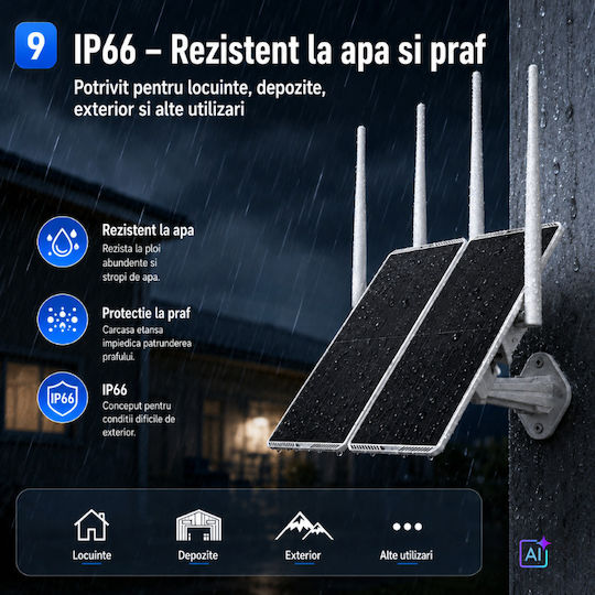 Router solar 4G cu panou dual de 30 W baterie de 30 000 mAh acoperire de 300 metri pentru camere IP de exterior