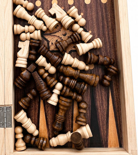 DMT Backgammon/Șah din Lemn cu Pioni 29x29cm