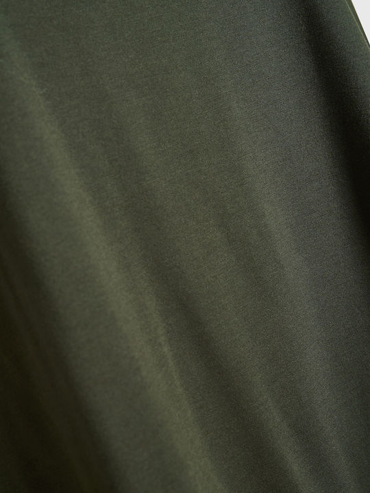 Damen Bluse Langärmelig mit V-Ausschnitt Khaki