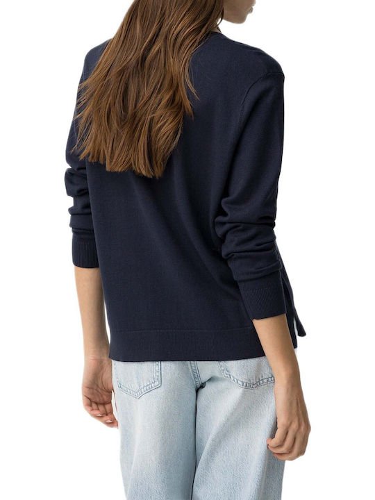 Damen Bluse mit V-Ausschnitt Blau