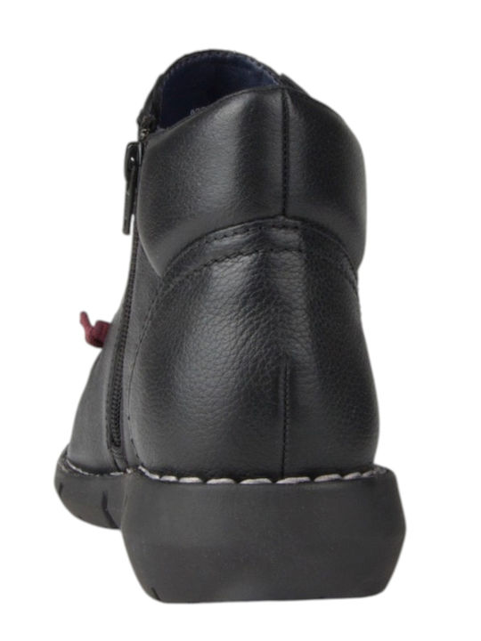 Leder Damen Stiefeletten Schwarz