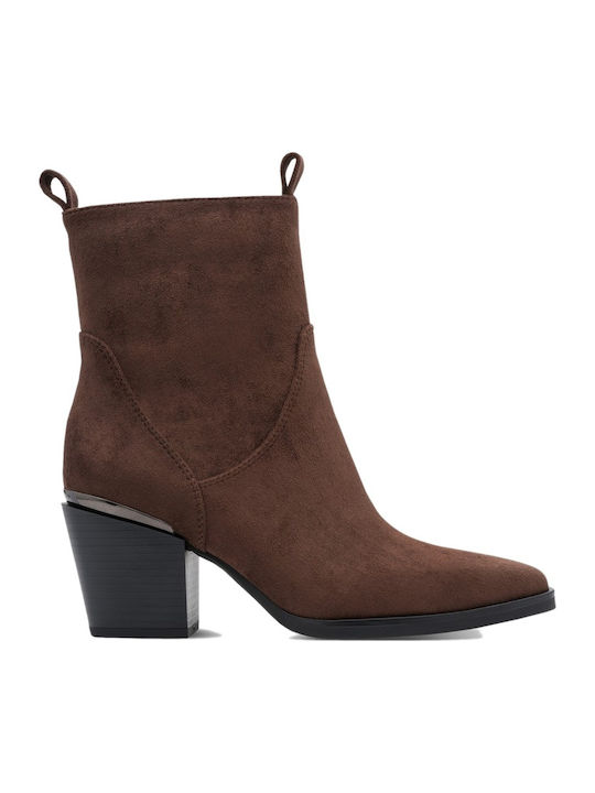 Women's Cowboy Ankle Boots with Mid Heel Brown