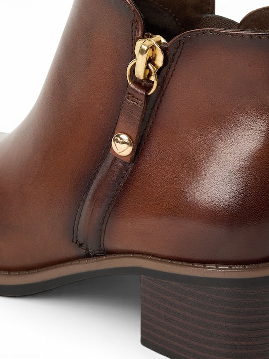 Leather Women's Ankle Boots Tabac Brown