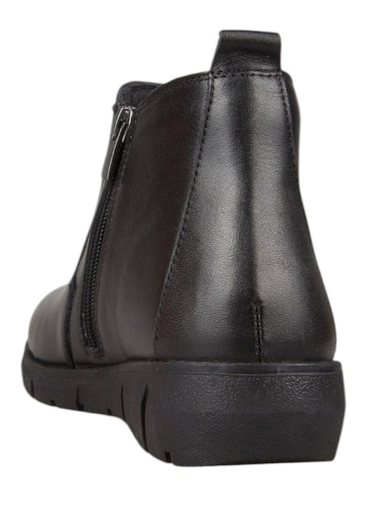 Leder Damen Stiefeletten Schwarz