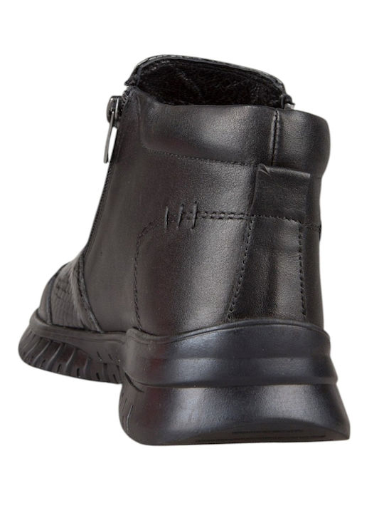 Leder Damen Stiefeletten Schwarz