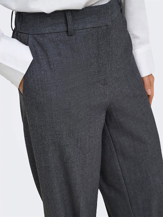 Women's High Rise Fabric Trousers in Slim Fit Grey