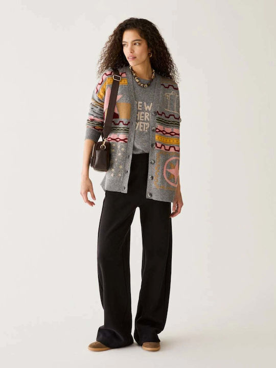 Women's Fabric Trousers with Rubber Band in Straight Leg Style Black