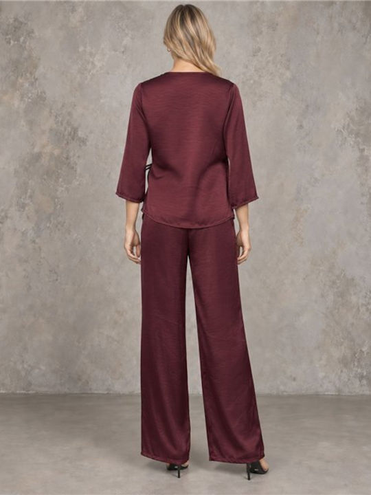 Damen Burgunder Set mit Hose