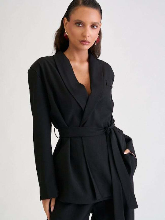 Women's Black Set with Trousers in Balloon Leg Style